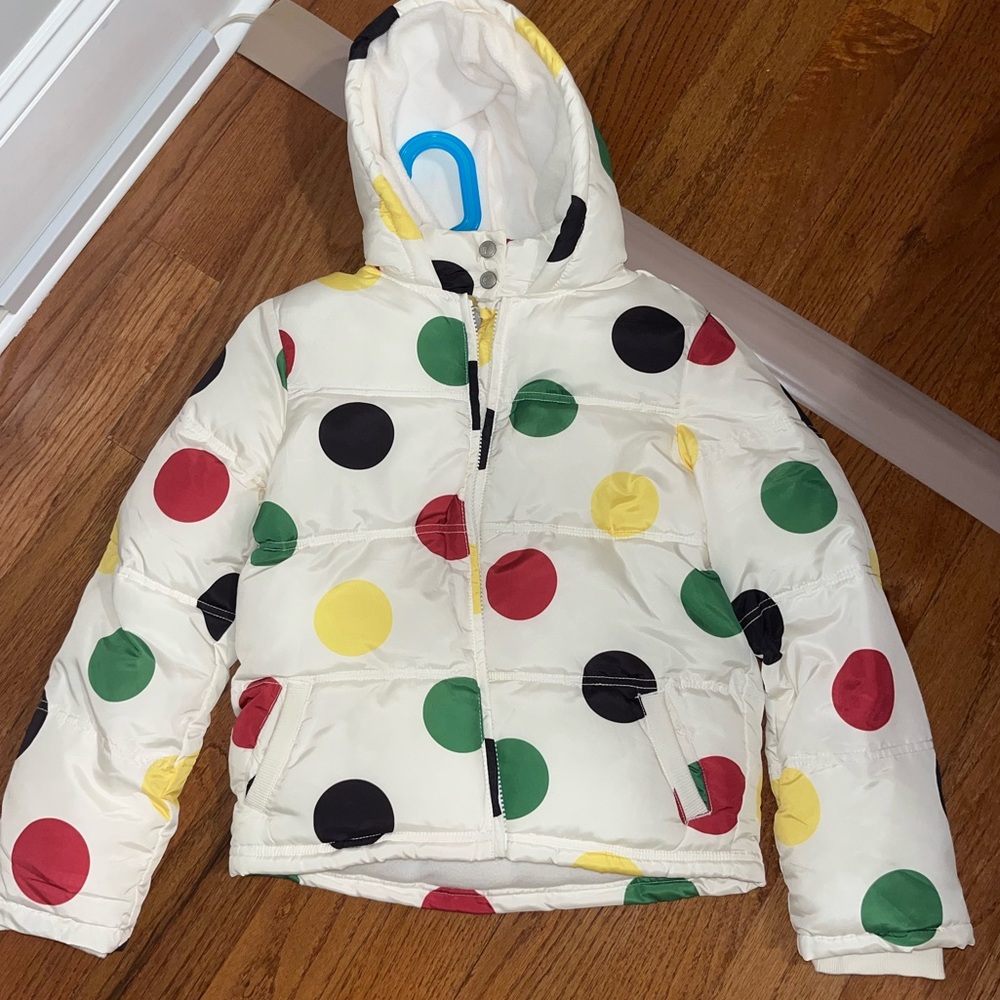 Polka dot fleece lined puffer jacket